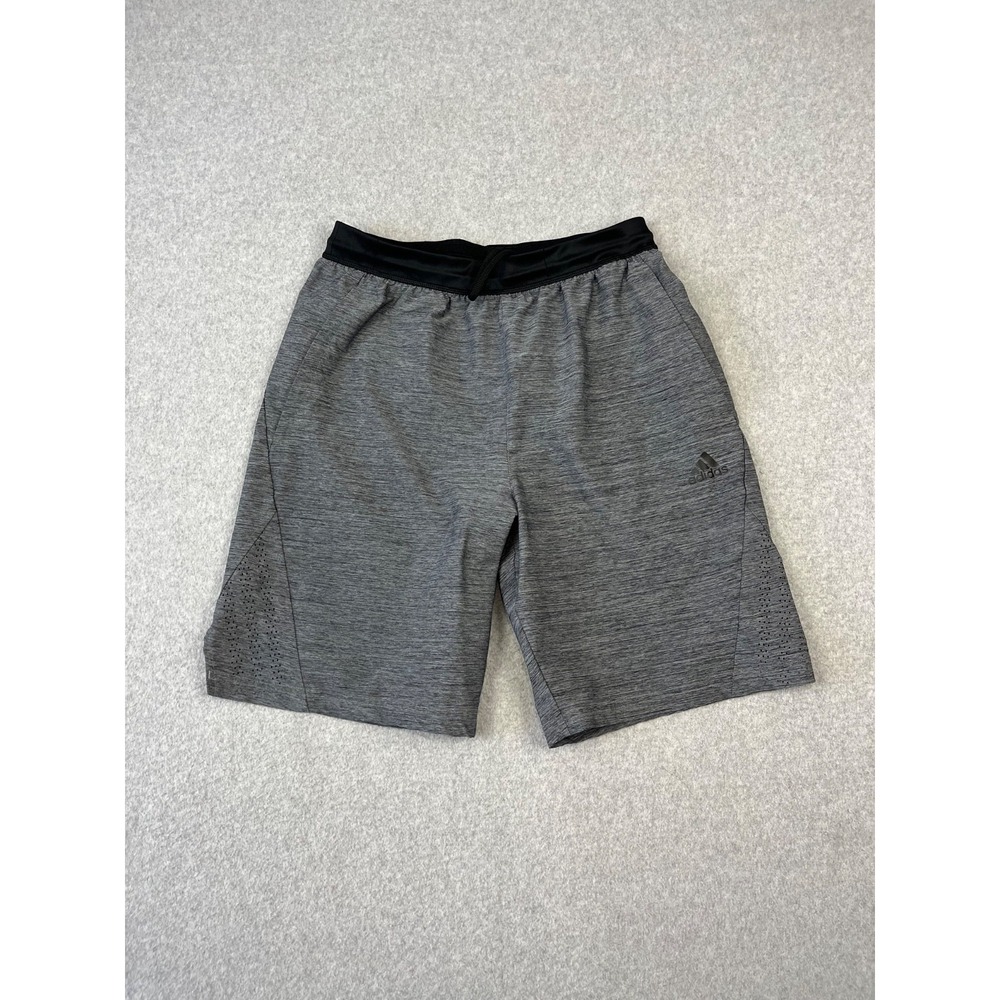 Adidas Axis 20 Shorts Mens M Heather Gray Woven Elastic Waist Drawstring‎ 9"
